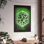 Abstracte groene zeshoekige matte poster — Geometrische sciencefiction muurdecoratie 