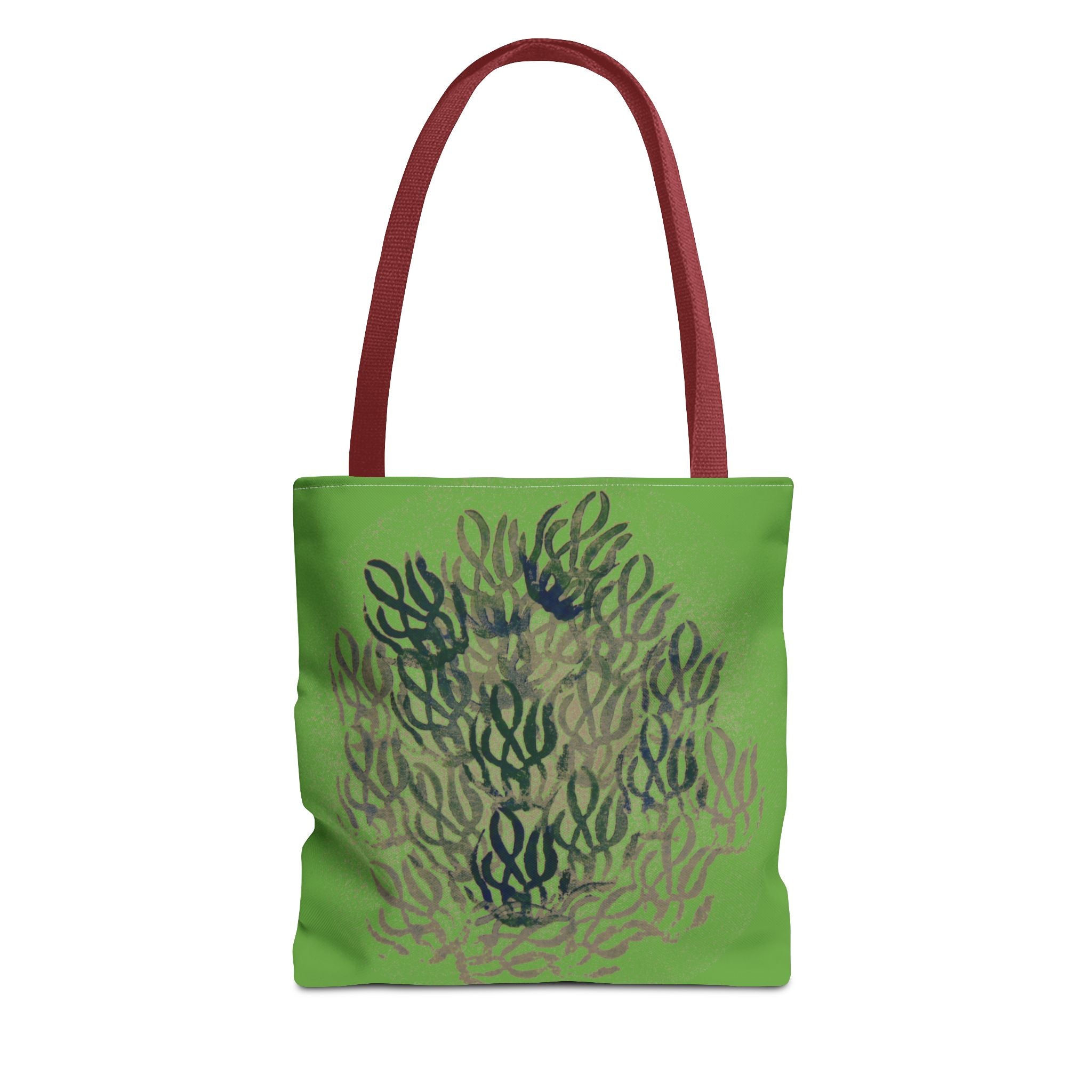 Green Abstract Coral Tote Bag – Ocean-Inspired All-Over Print Tote