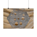 Abstracte zeshoekige uitgesneden matte horizontale poster — Neutrale beige textuur muurdecoratie 