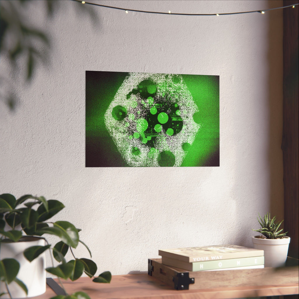 Abstract Green Bubble Matte Poster — Horizontal Modern Art Print