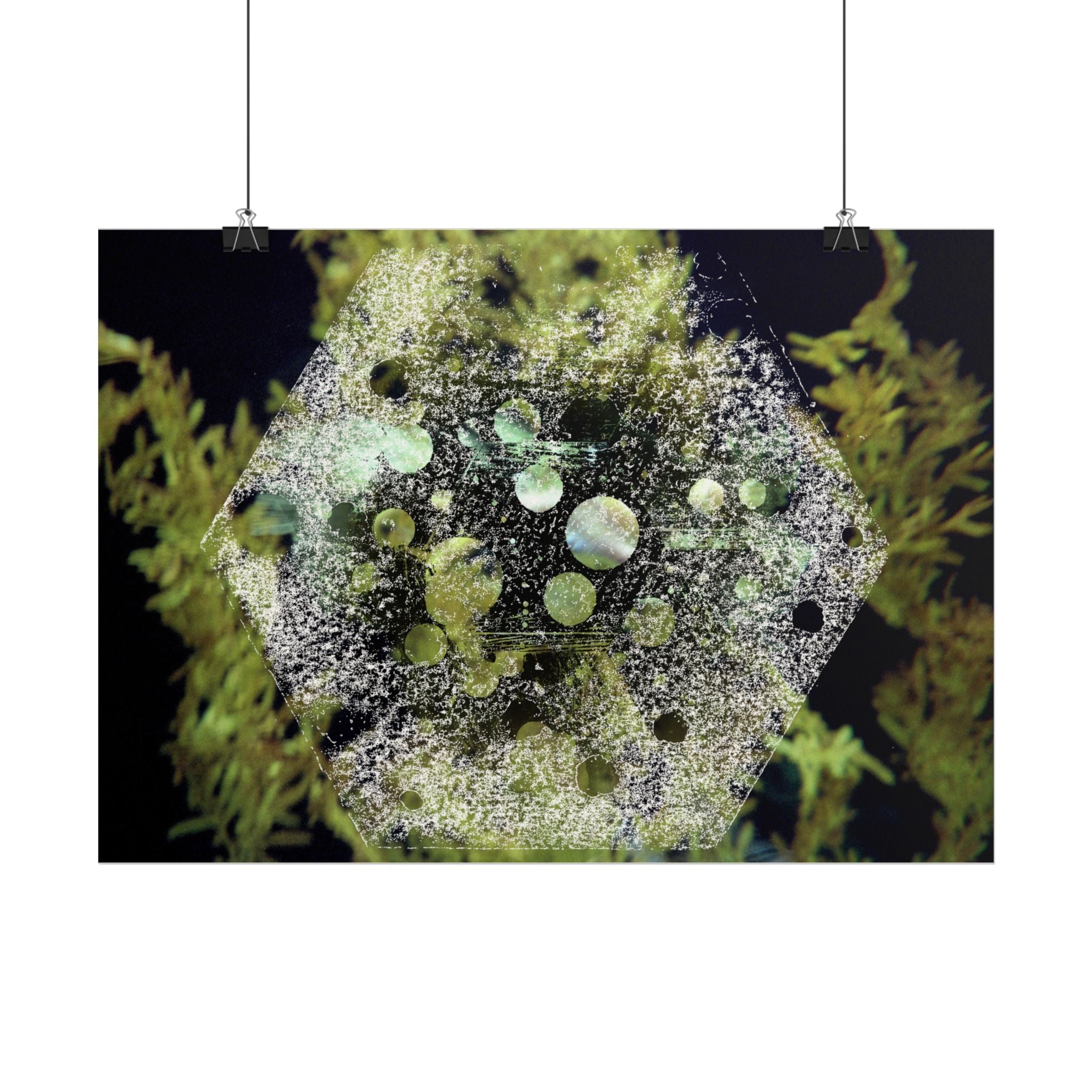 Abstract Green Hexagon Poster — Botanical Geometric Wall Art