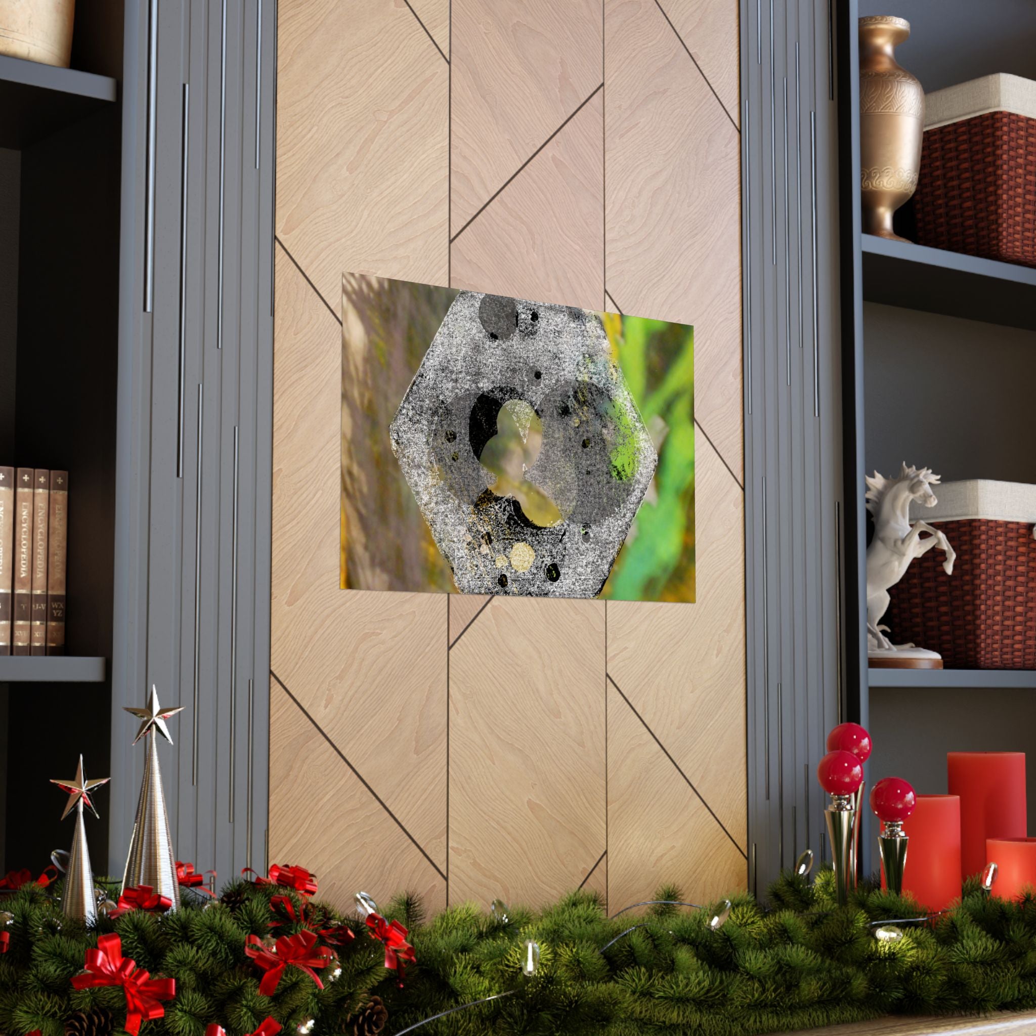 Abstract Hex Bolt Close-Up Matte Poster — Industrial Nature Wall Art