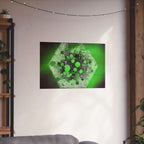 Abstract Neon Green Hexagon Matte Poster — Geometric Sci‑Fi Wall Art