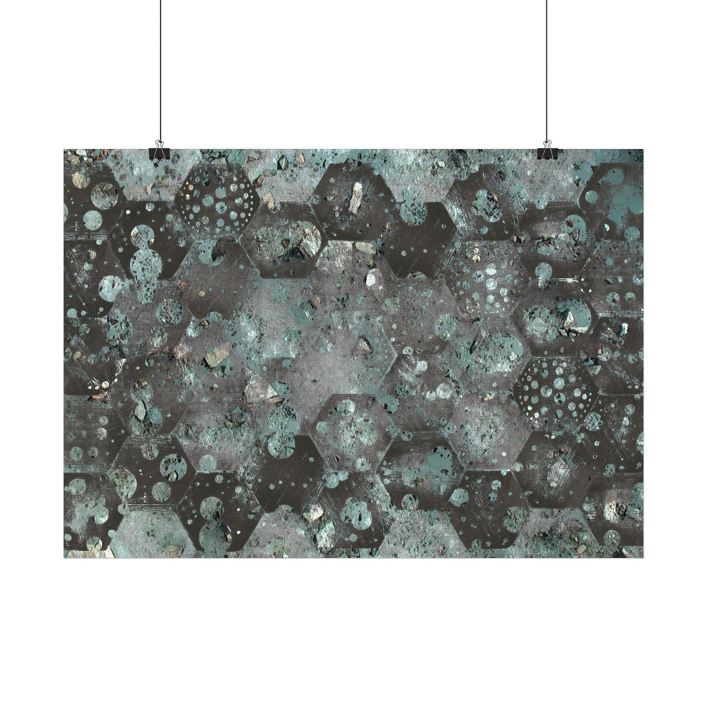 Abstract Hexagon Aqua Poster