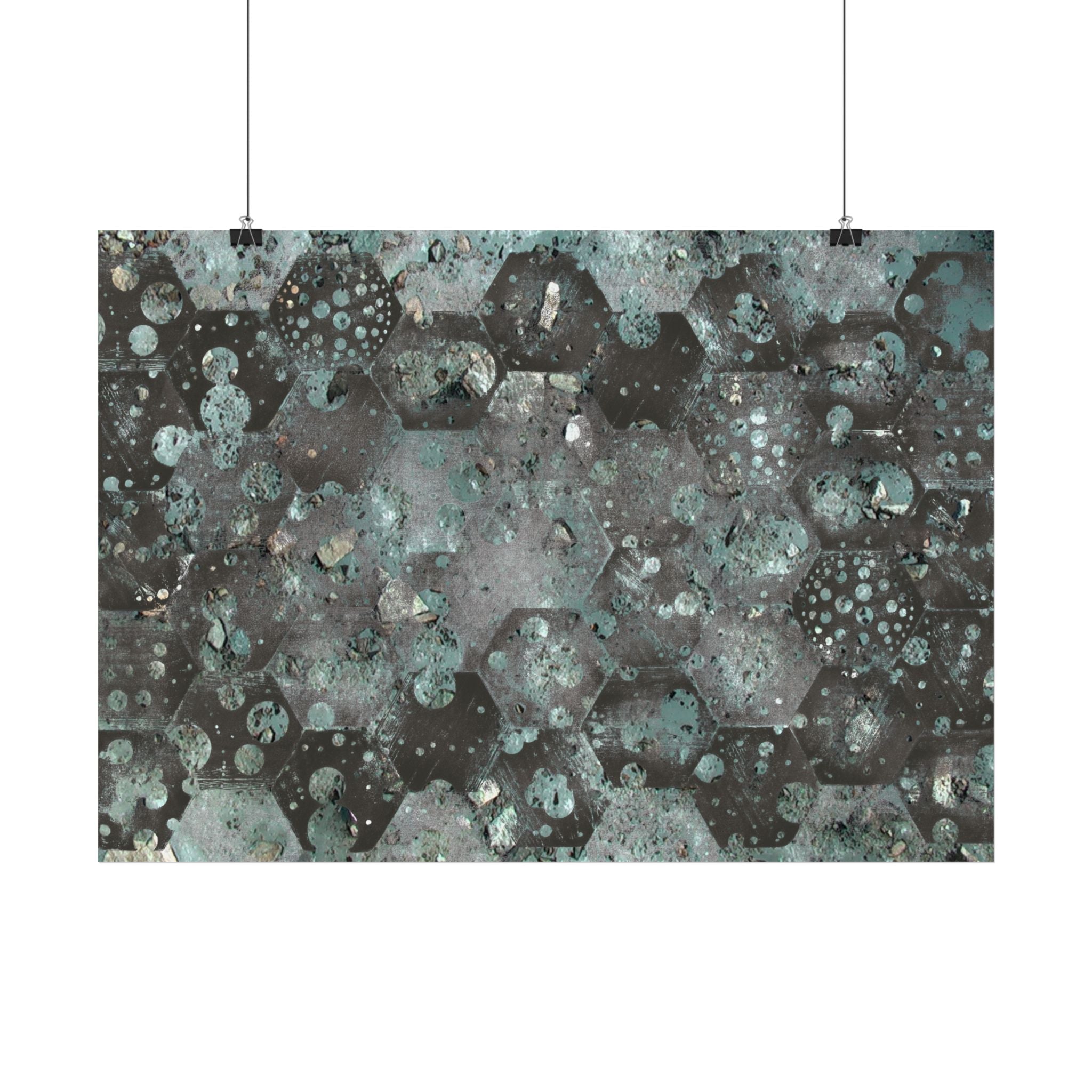 Abstract Hexagon Aqua Poster