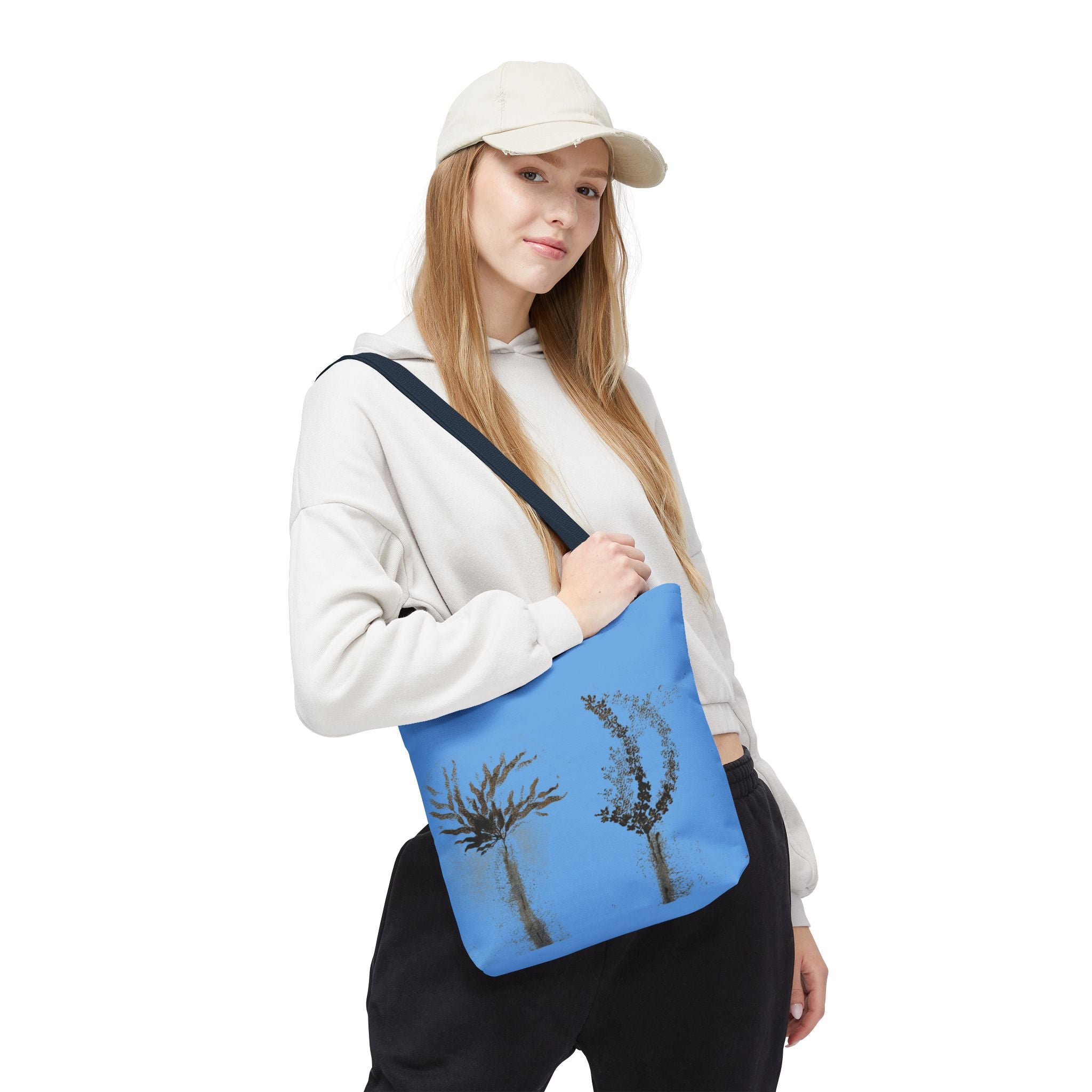 Botanical Sketch Tote Bag — Minimal Blue Wildflower Print