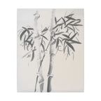 Bamboe-inktschilderij, matte canvasprint — Minimalistische Aziatische muurdecoratie 