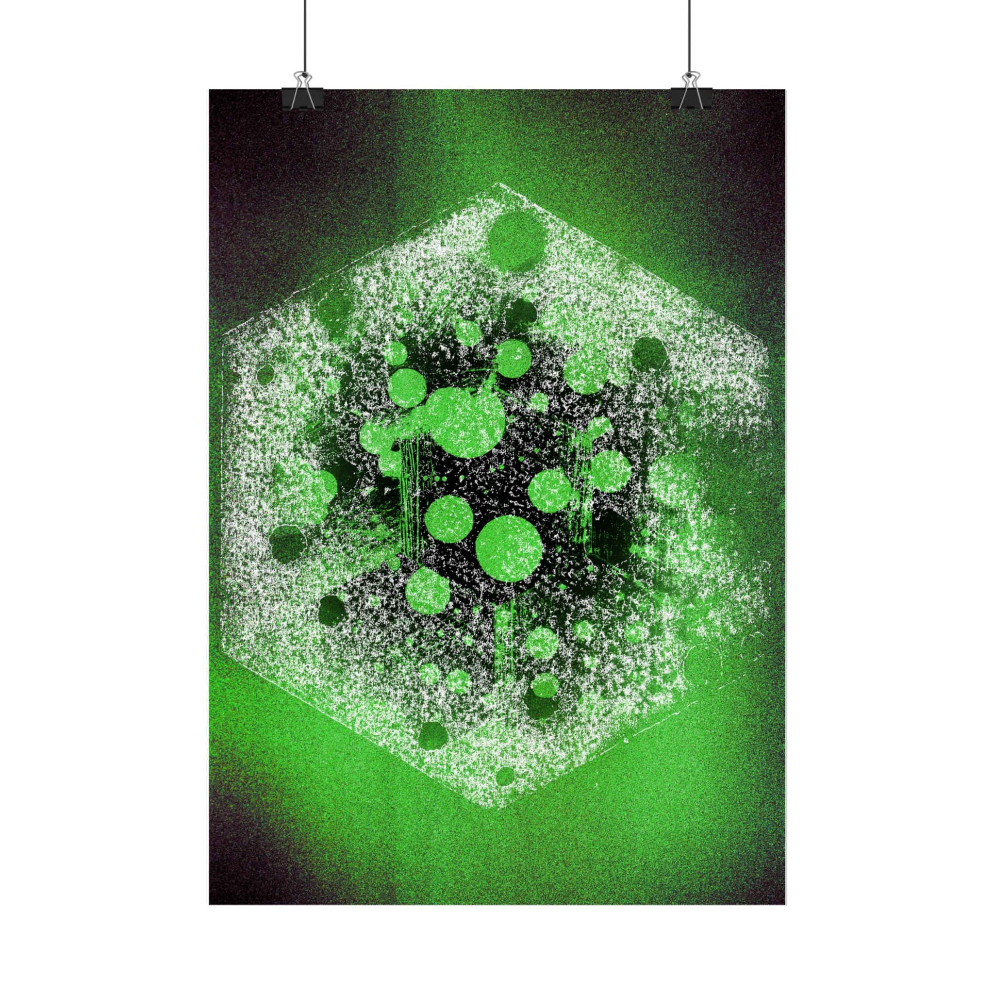 Abstract Green Hexagon Poster — Vertical Wall Art