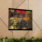 Abstracte matte poster met honingraatpatroon — Geometrische kunst in warme goud- en roesttinten 