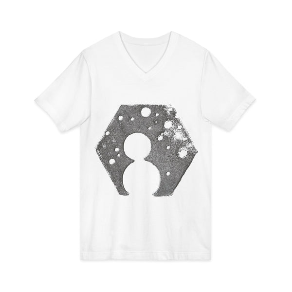 Hex Moon Graphic Tee — Distressed Space Cheese Vintage Astronomy V-Neck T-Shirt