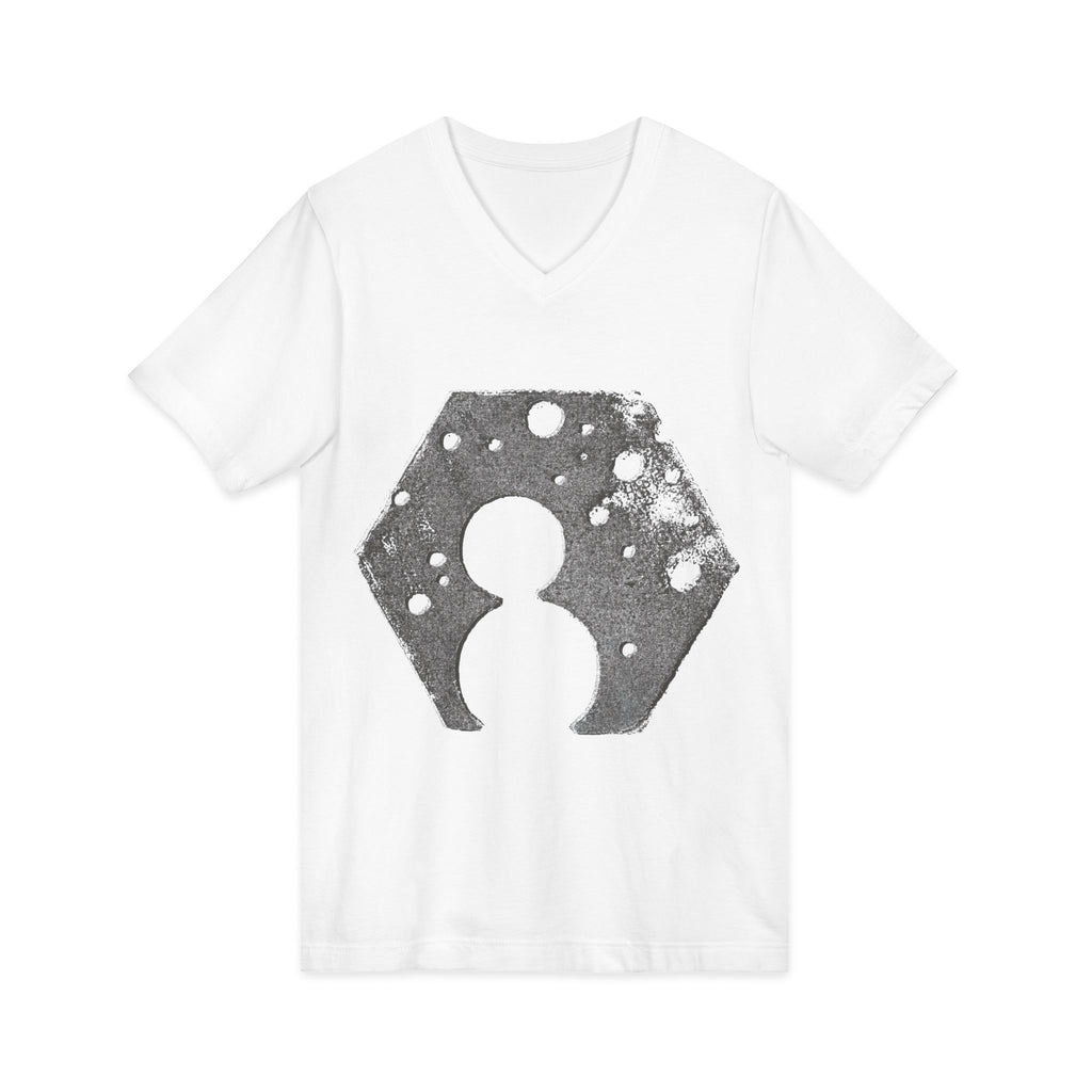 Hex Moon Graphic Tee Design Hex02 — Distressed Space Cheese Vintage Astronomy V-Neck T-Shirt