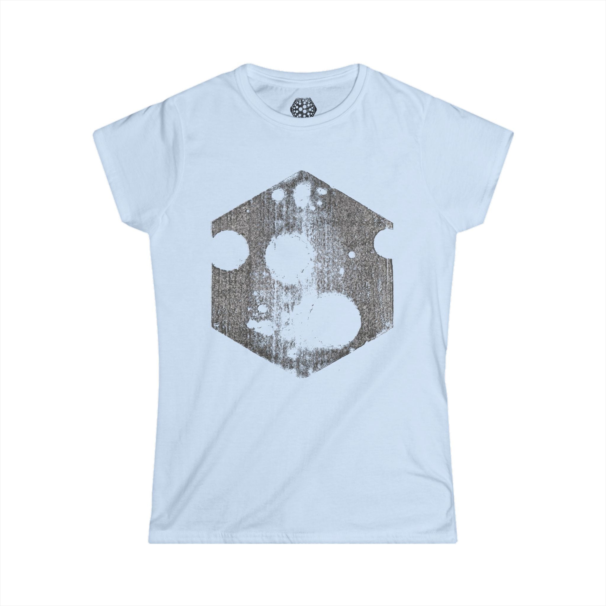 Dames T-shirt — T-shirt met een verweerde zeshoekige kaasprint 