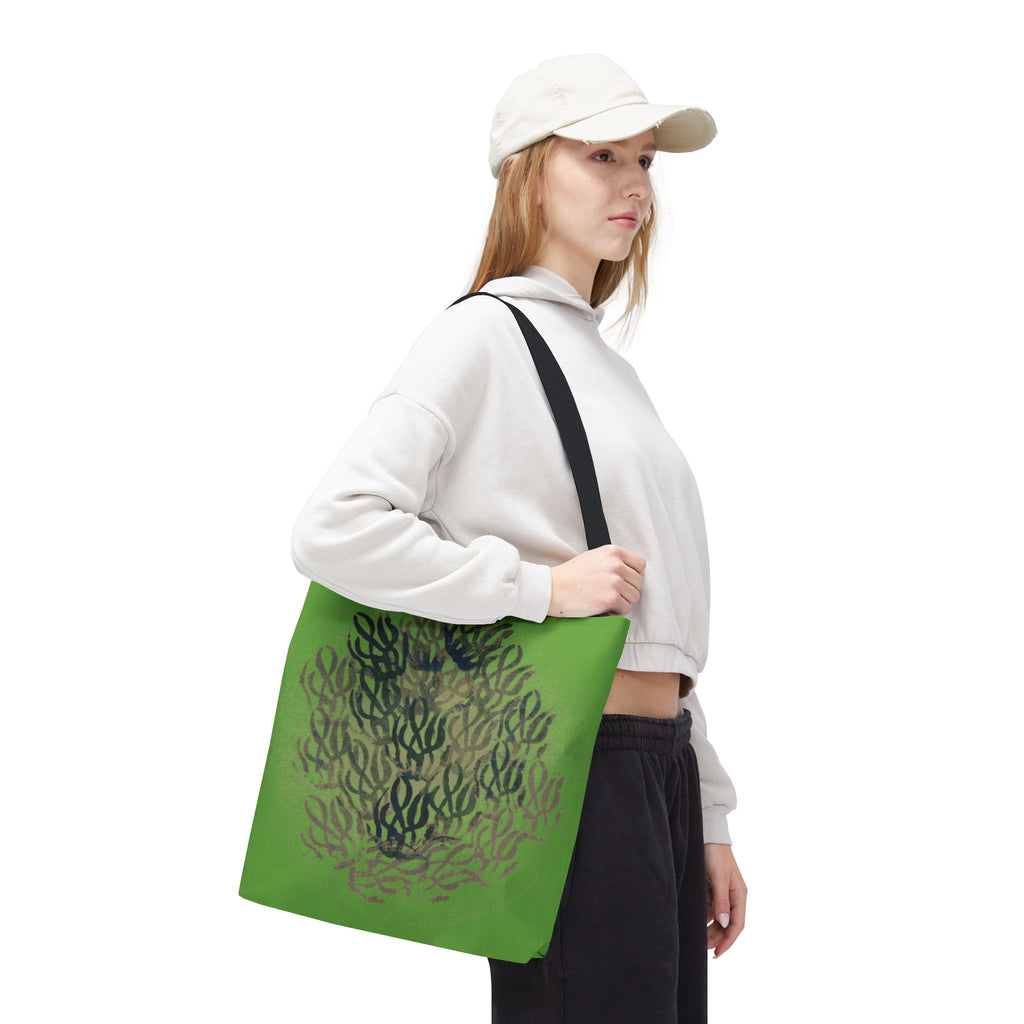 Green Abstract Coral Tote Bag – Ocean-Inspired All-Over Print Tote