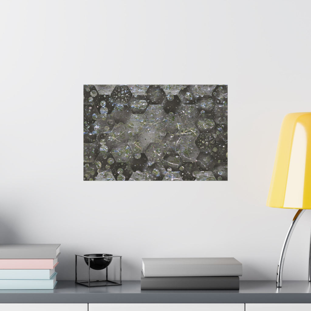 Abstracte zeshoekige poster met bubbelstructuur en matte afwerking — Geometrische wanddecoratie 