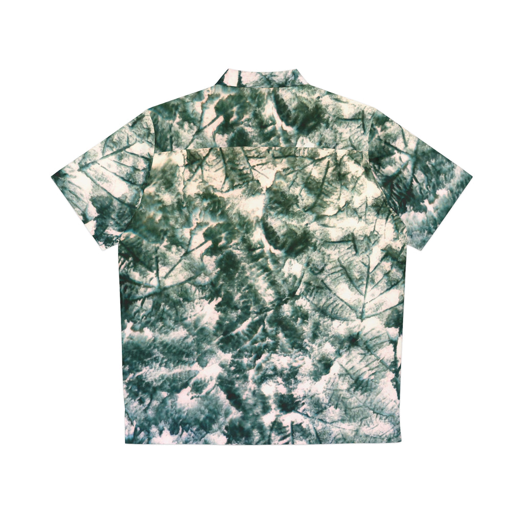 Green Tie-Dye Hawaiian Shirt — Men's Tropical Button-Up