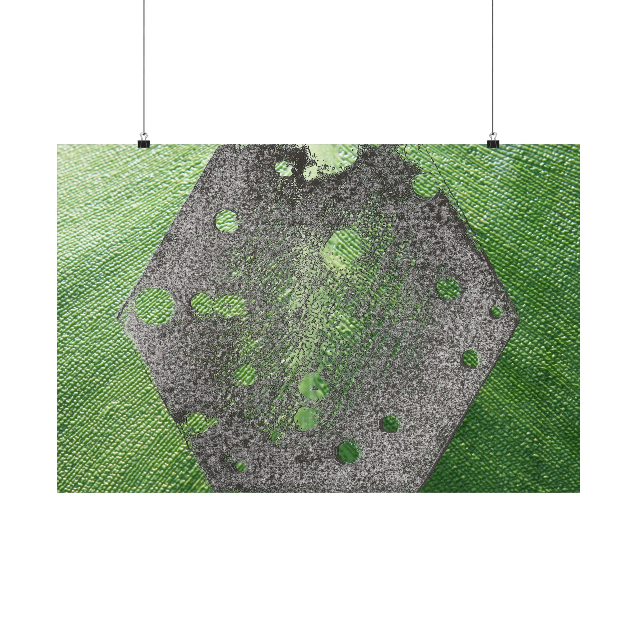 Green Hexagon Abstract Matte Horizontal Poster | Geometric Abstract Art