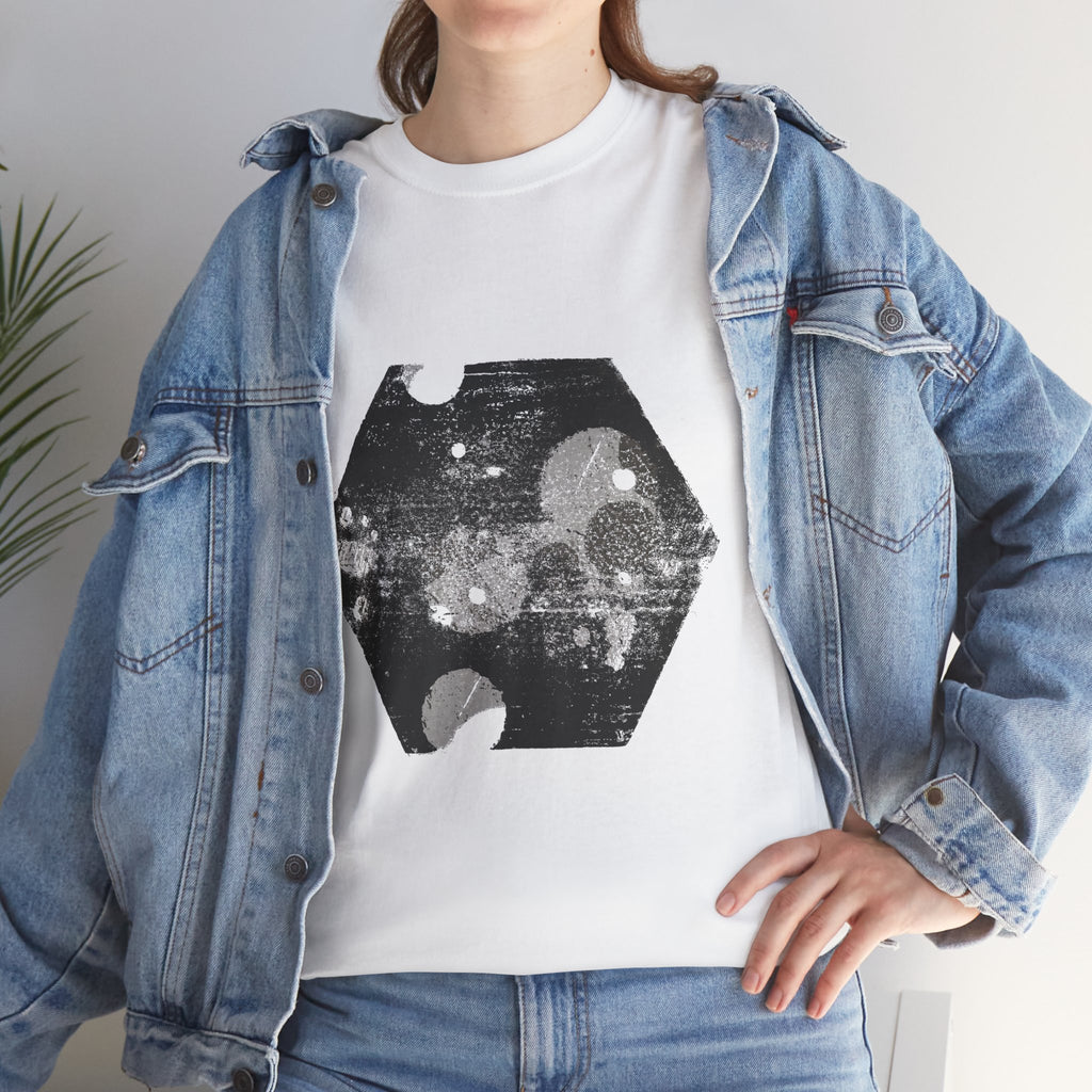 Hex Moon Graphic Tee — Distressed Space Cheese Vintage Astronomy T-Shirt