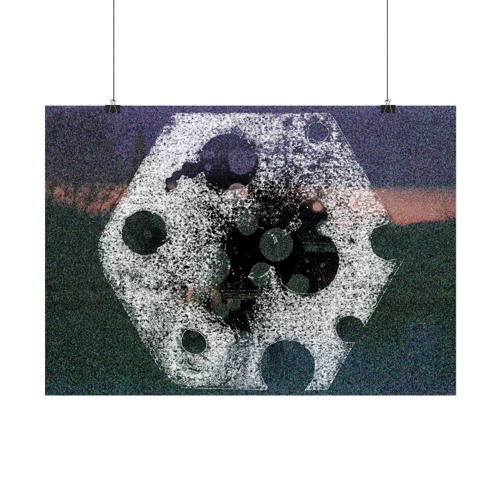 Abstracte kosmische poster — Korrelige maan- en planeetvormen, horizontale kunstprint 