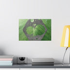 Groene abstracte cirkelkunst, matte horizontale poster | Moderne geometrische wanddecoratie 
