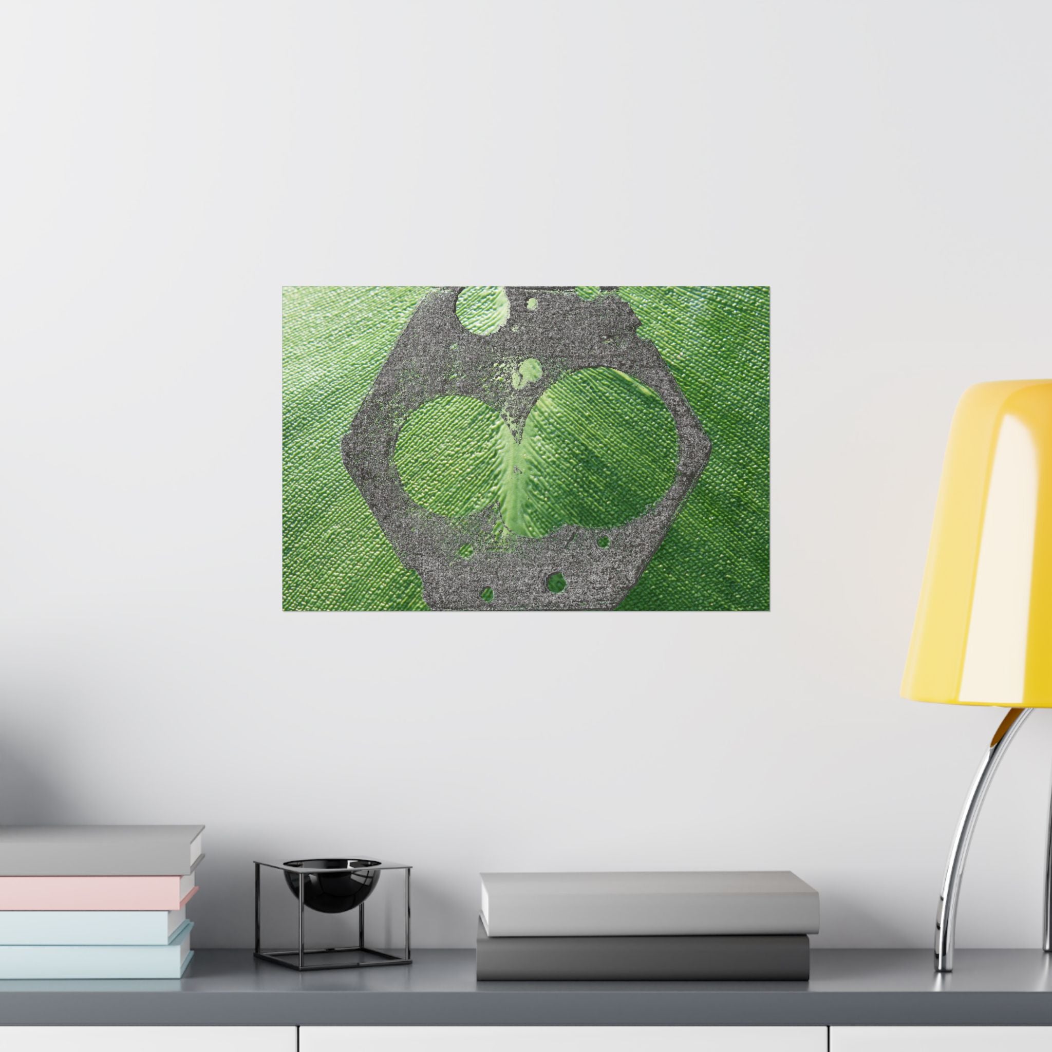 Groene abstracte cirkelkunst, matte horizontale poster | Moderne geometrische wanddecoratie 