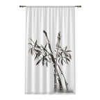 Bamboo Ink Sheer Curtain - Zen Black & White Window Panel