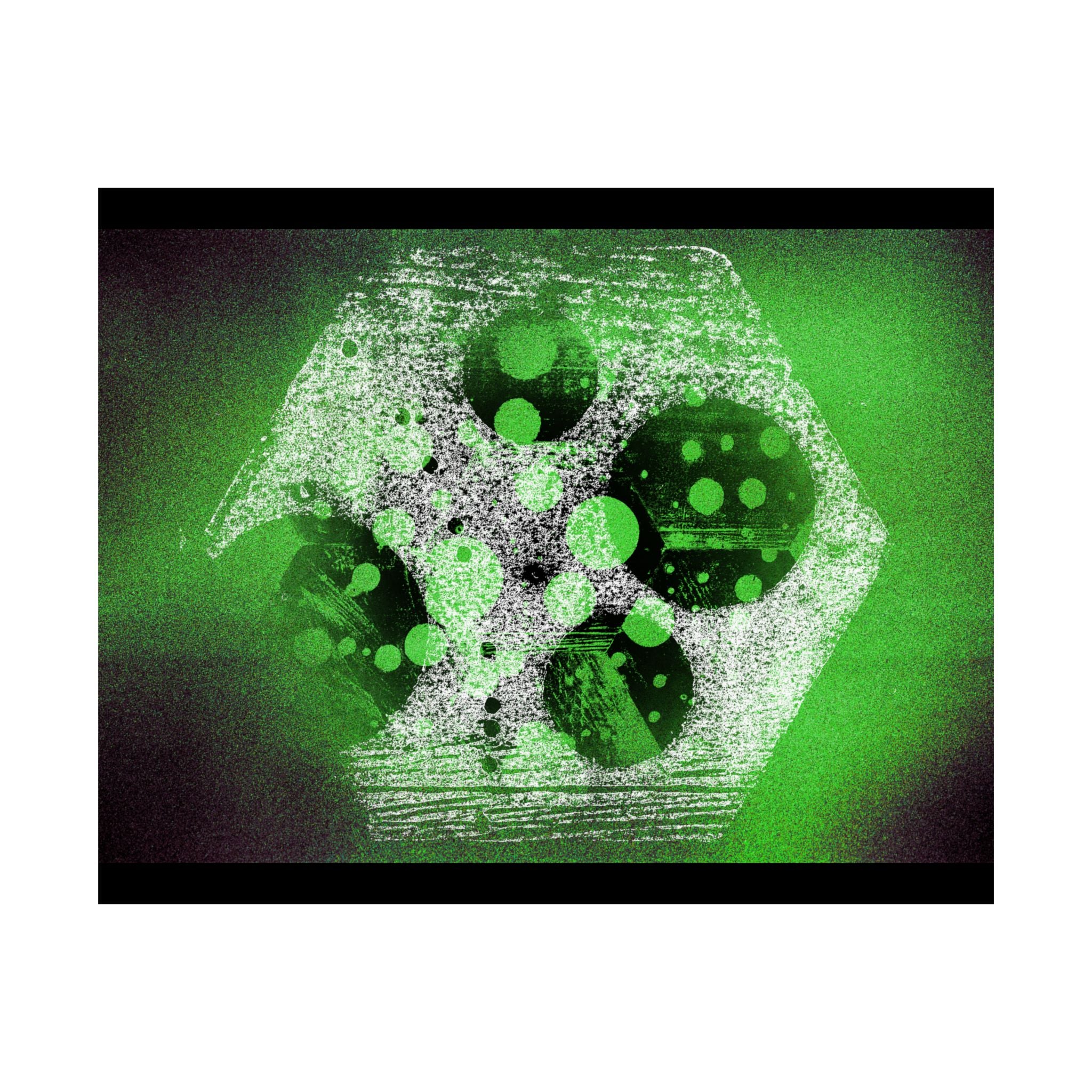 Abstract Green Hexagon Matte Horizontal Poster — Geometric Modern Wall Art