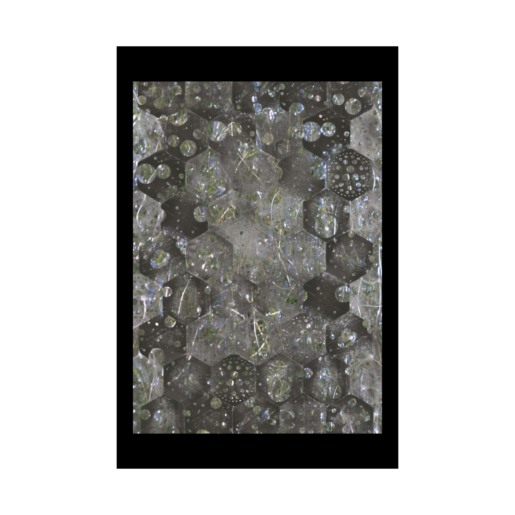 Abstract Hexagon Bubble Matte Poster — Geometric Metallic Wall Art