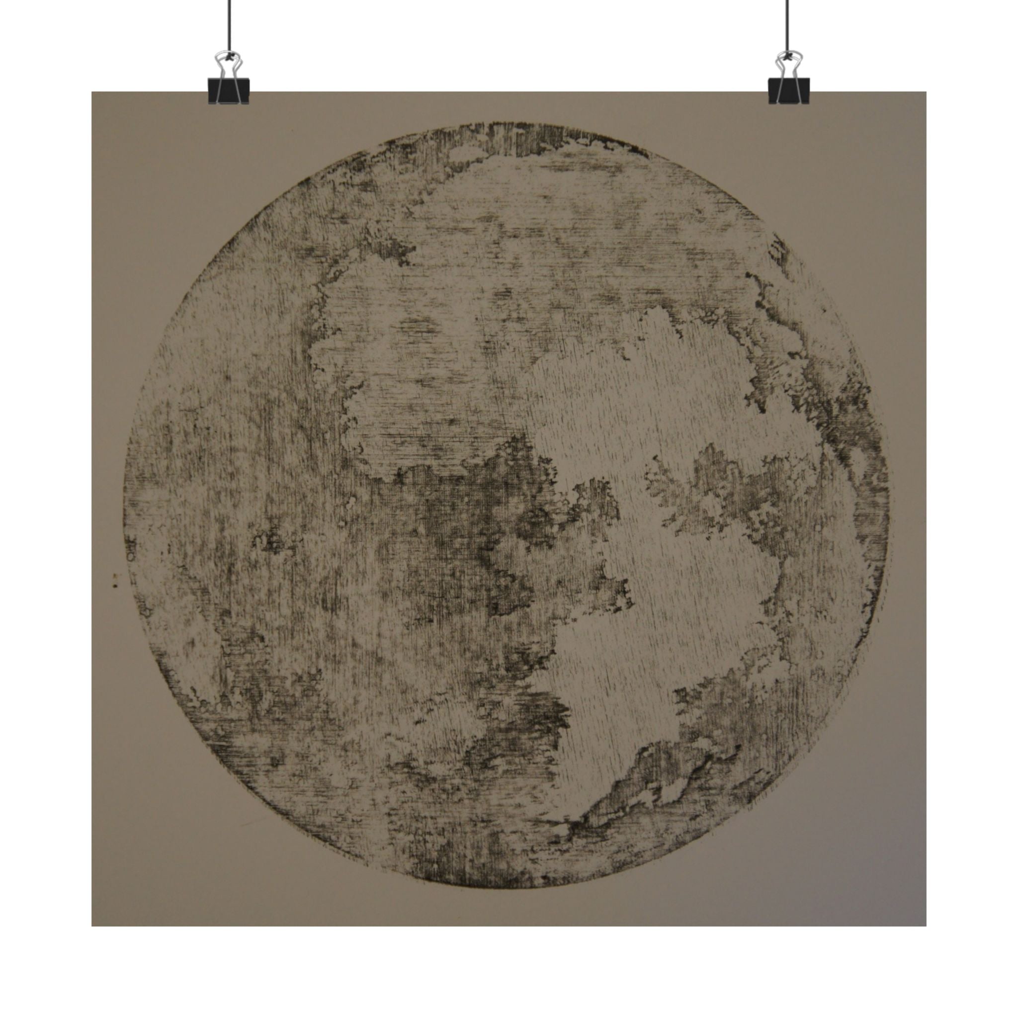 Vintage maanposter — Verweerde maanwanddecoratie (mat horizontaal) 