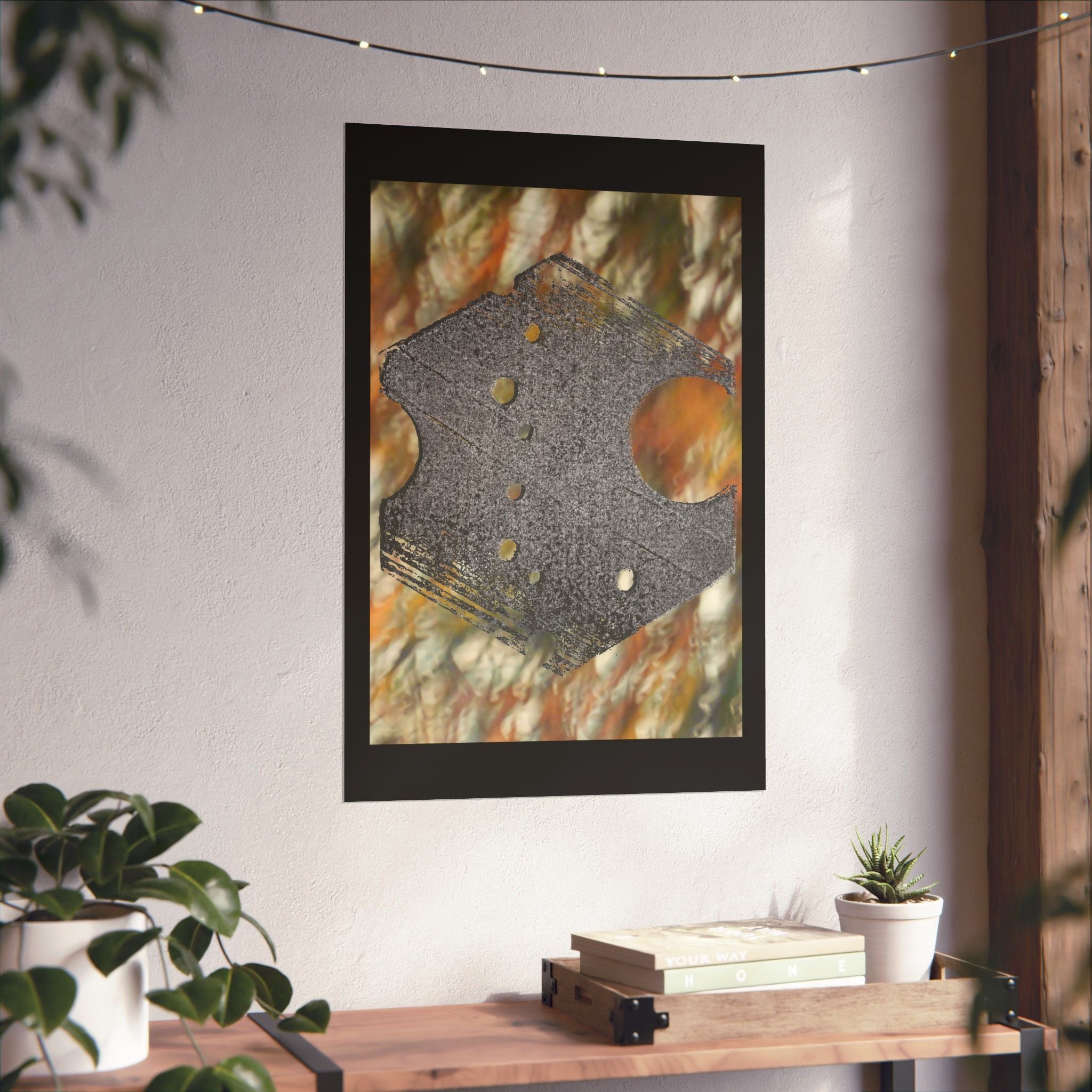 Abstract Geometric Hexagon Art Matte Vertical Poster | Textured Earth Tones