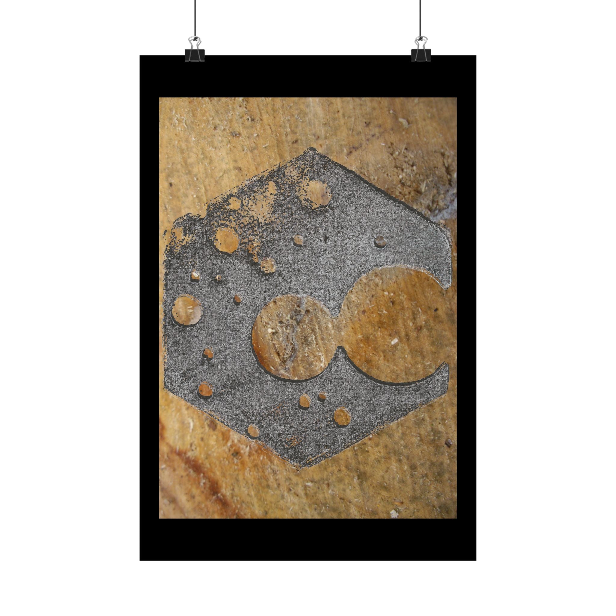 Rusty Hexagon Stencil Poster Matte Vertical Poster | Industrial Abstract Wall Art