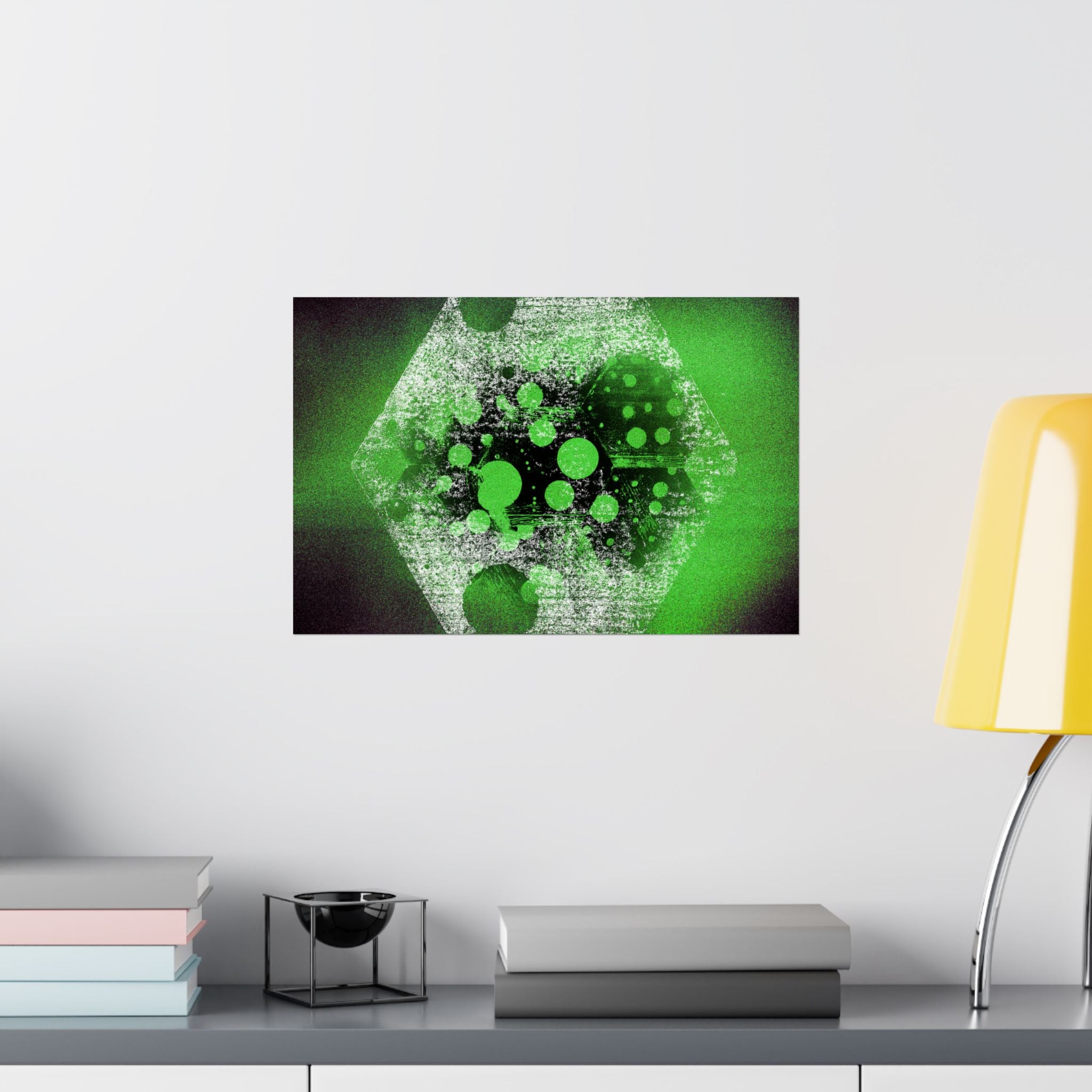 Abstract Neon Green Geometric Poster — Matte Horizontal Art Print