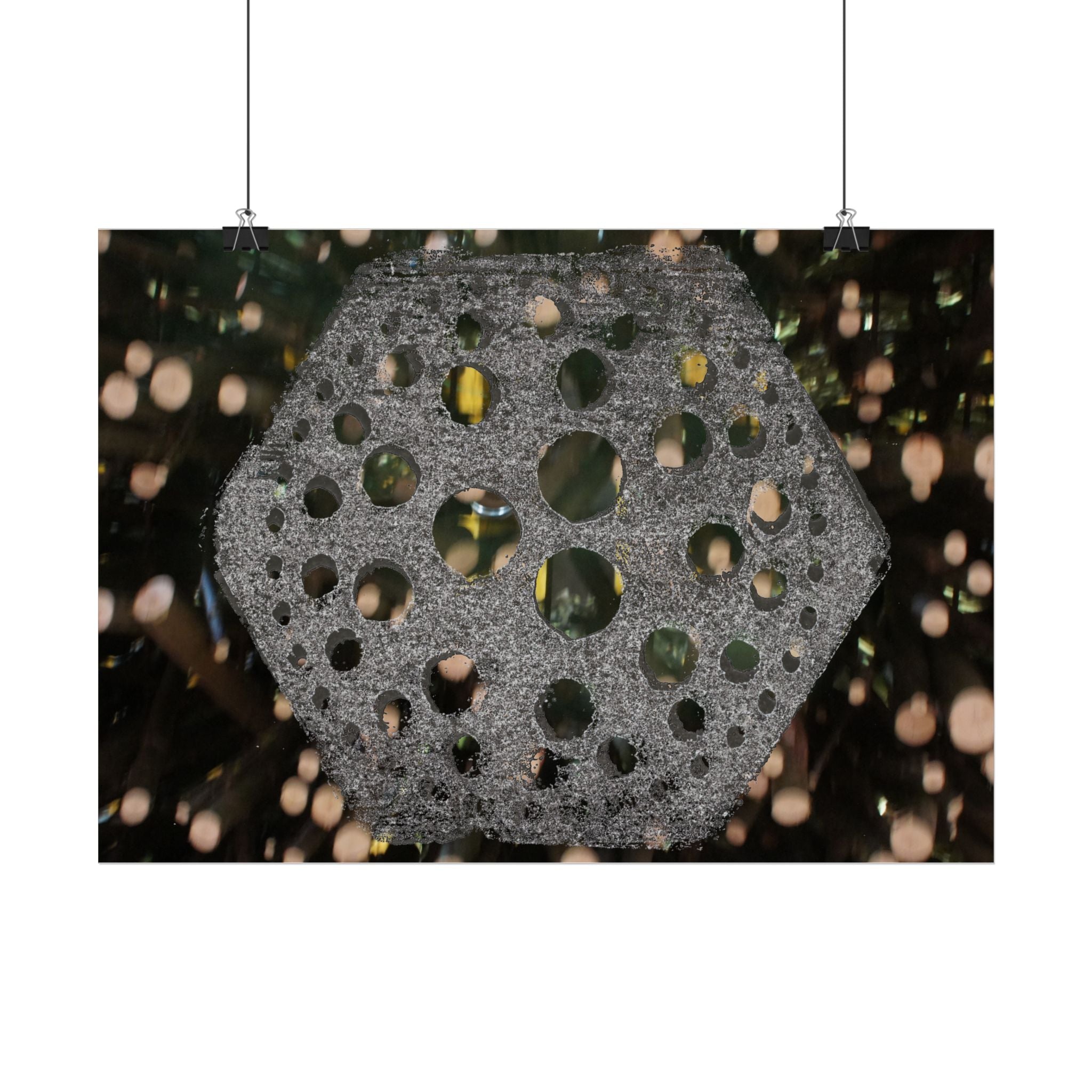 Poster met zeshoekig gatenpatroon | Horizontale poster, abstracte geometrische muurdecoratie 