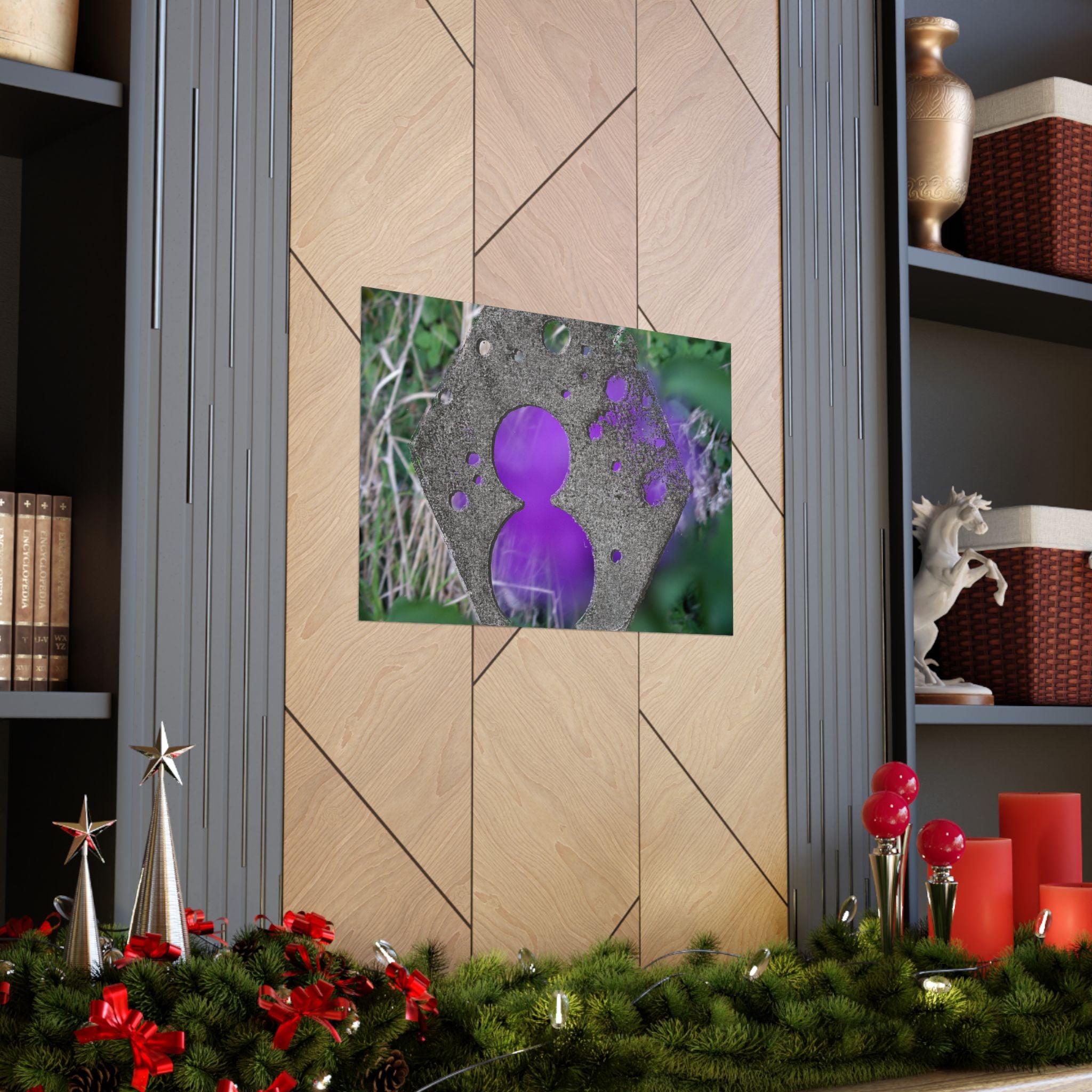 Paarse abstracte bokeh-uitgesneden poster | Matte horizontale poster 