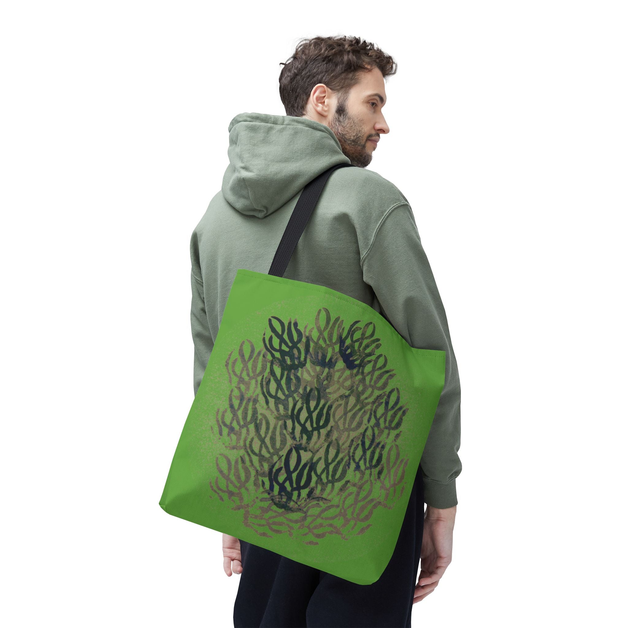 Green Abstract Coral Tote Bag – Ocean-Inspired All-Over Print Tote