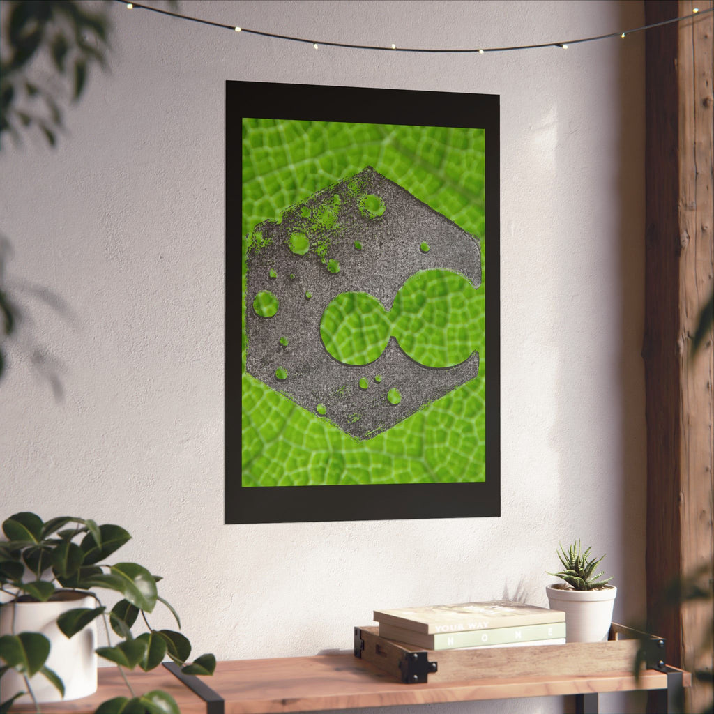 Hexagon Leaf Texture Matte Poster | Green Botanical Wall Art