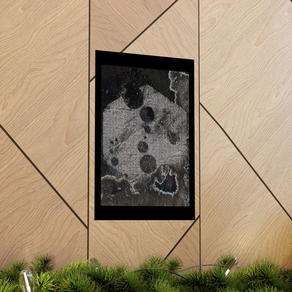 Abstract Grunge Moon Poster — Dark Textured Matte Vertical Wall Art