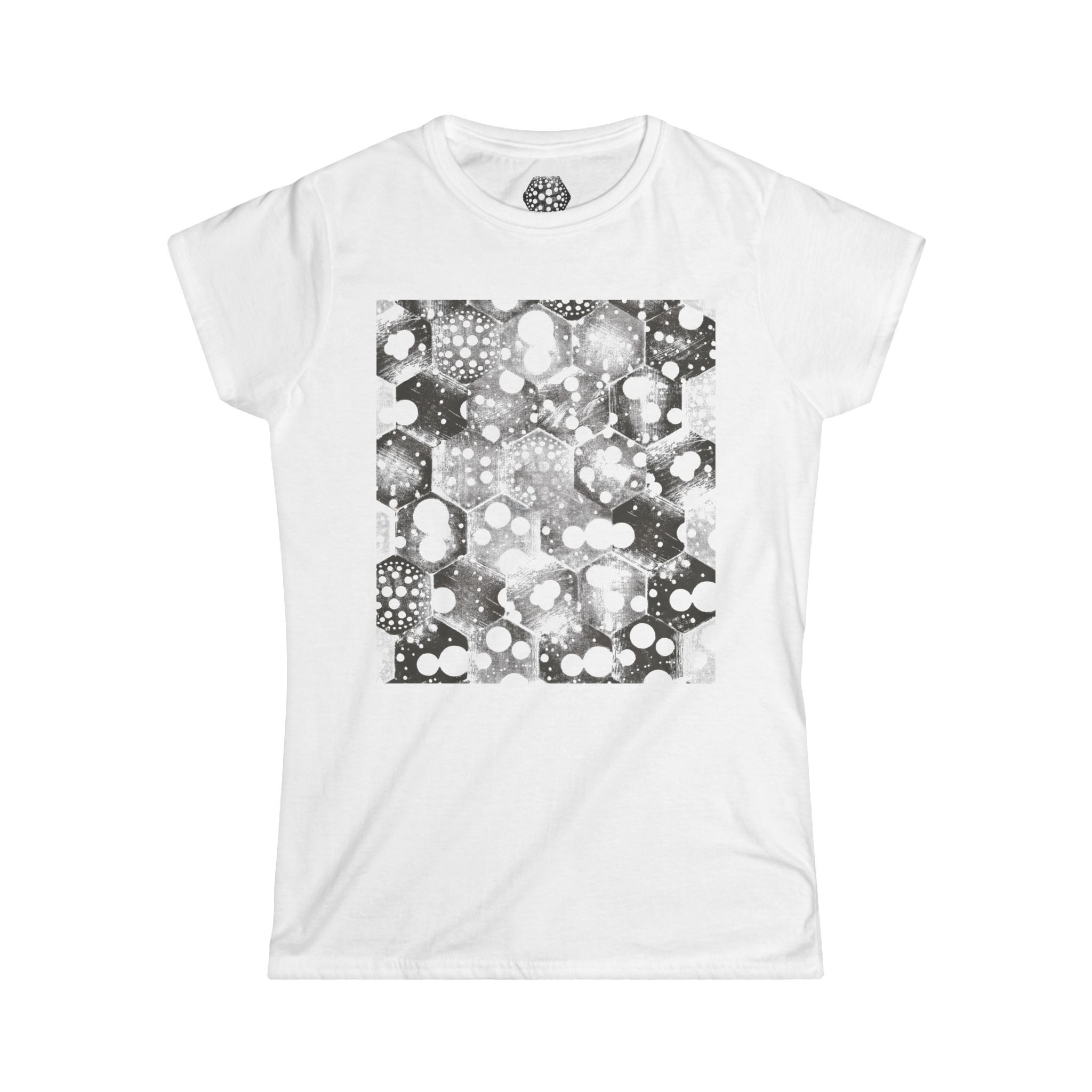 Damesshirt — Monochroom abstract bubbelprint shirt 
