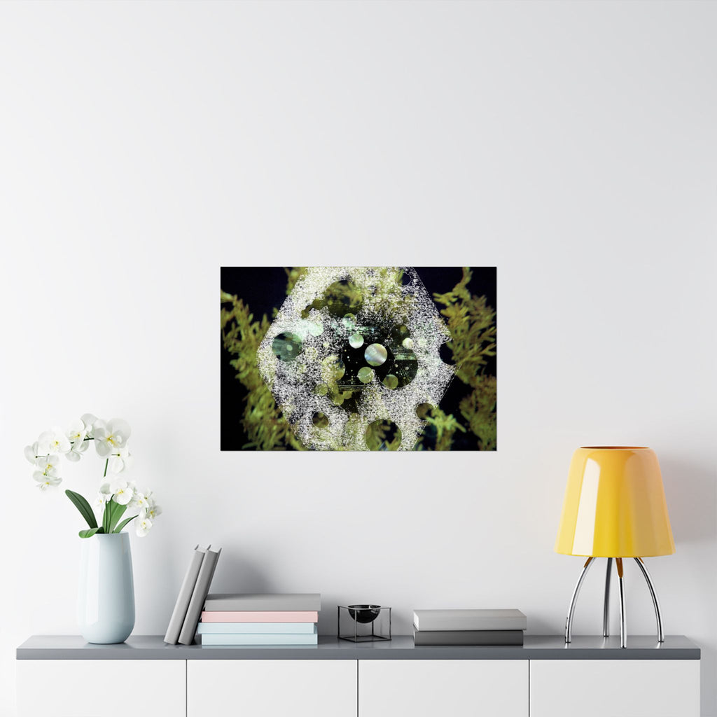 Abstract Green Bubble Matte Poster — Botanical Surreal Horizontal Wall Art