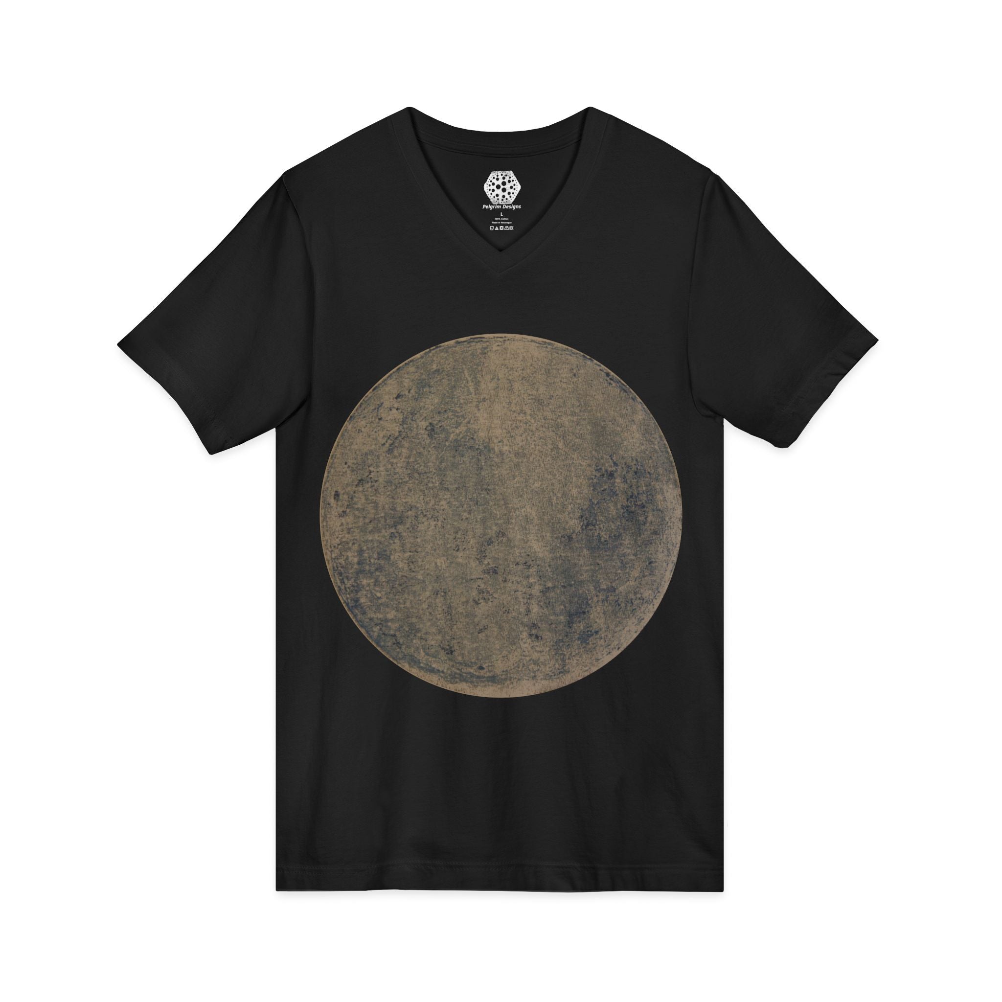 Vintage Blue Moon V-Neck Tee — Distressed Lunar Graphic T-Shirt