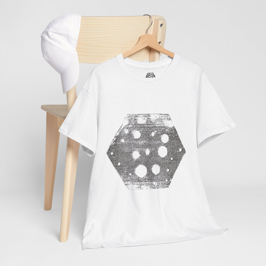 Hexagon Circles Graphic Tee — Digital Manual Print Art