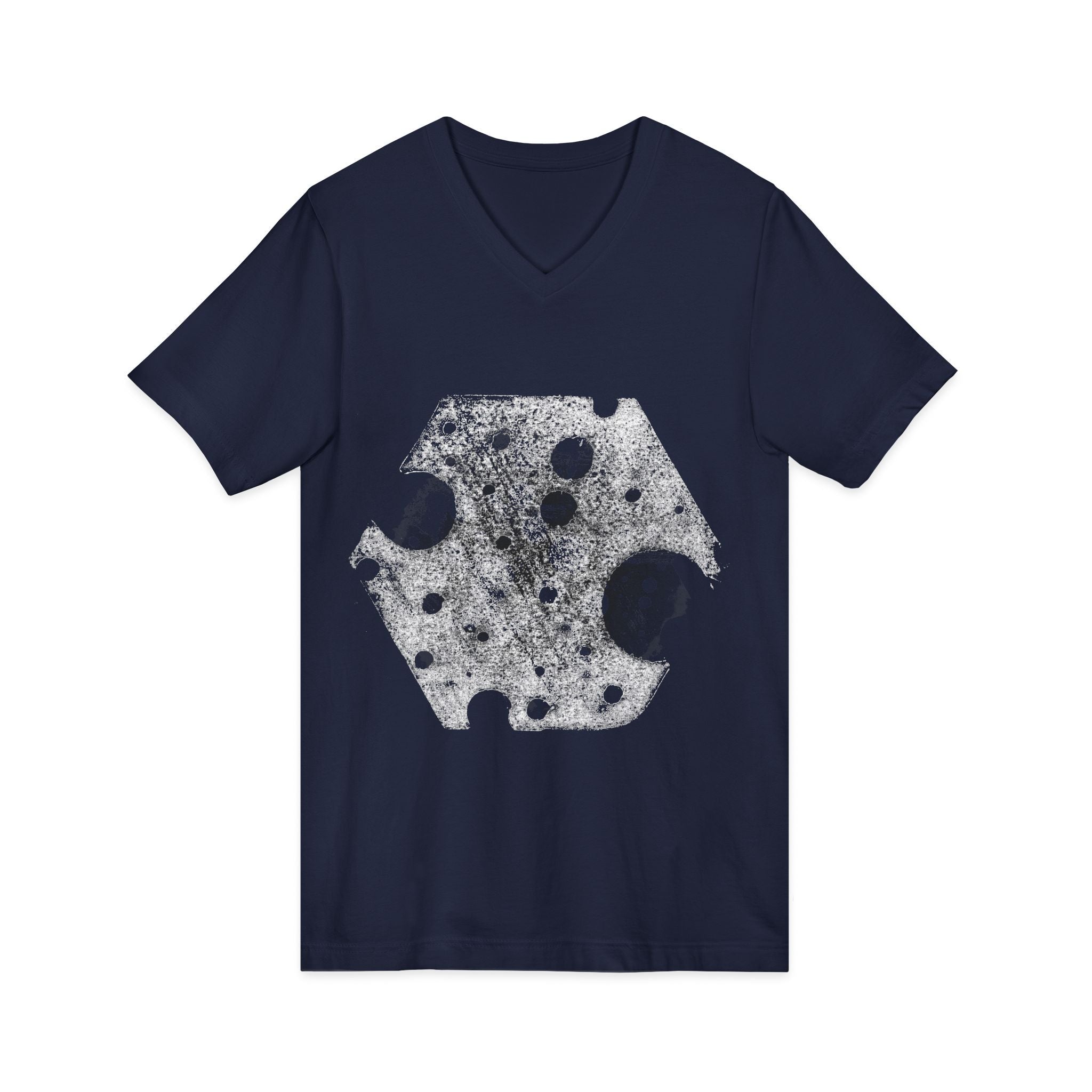 Hex Moon Graphic Tee Design Hex31 — Distressed Space Cheese Vintage Astronomy V-Neck T-Shirt