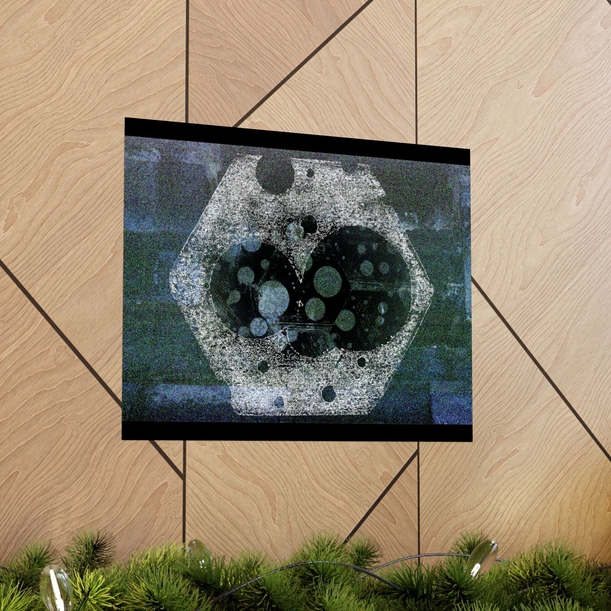 Abstract Hexagon Galaxy Matte Poster — Blue Green Modern Wall Art