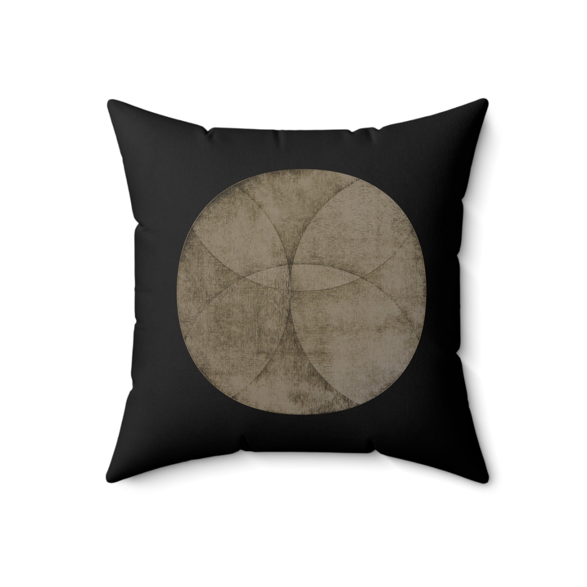 Minimalistisch rond kussen in aardetinten — Modern geometrisch accentkussen 