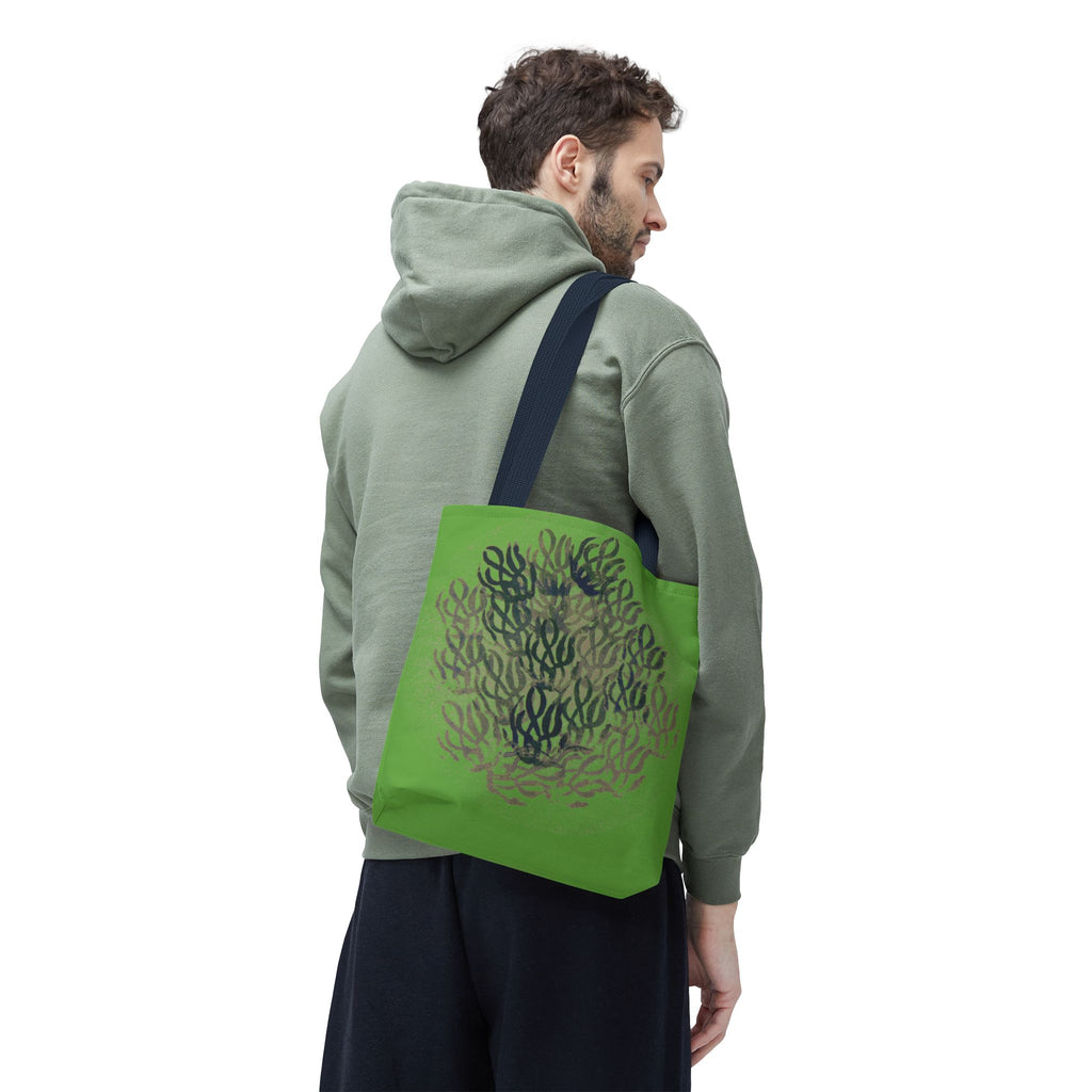 Green Abstract Coral Tote Bag – Ocean-Inspired All-Over Print Tote
