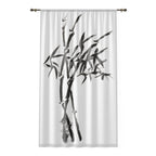 Bamboe Silhouet Raamgordijn — Minimalistisch Zwart Inkt Botanisch Transparant 