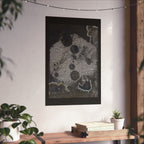 Abstract Grunge Moon Poster — Dark Textured Matte Vertical Wall Art
