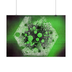 Abstract Neon Green Hexagon Matte Poster — Geometric Sci‑Fi Wall Art