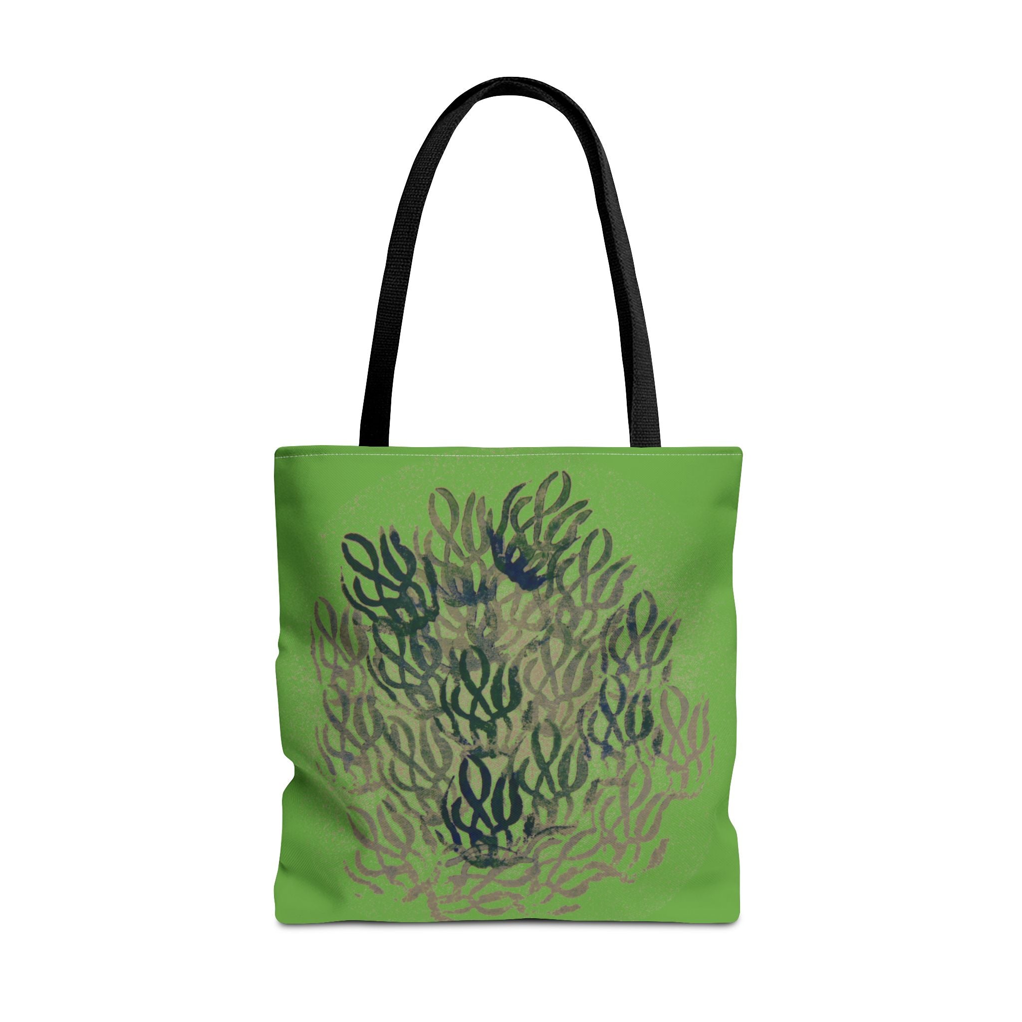 Green Abstract Coral Tote Bag – Ocean-Inspired All-Over Print Tote