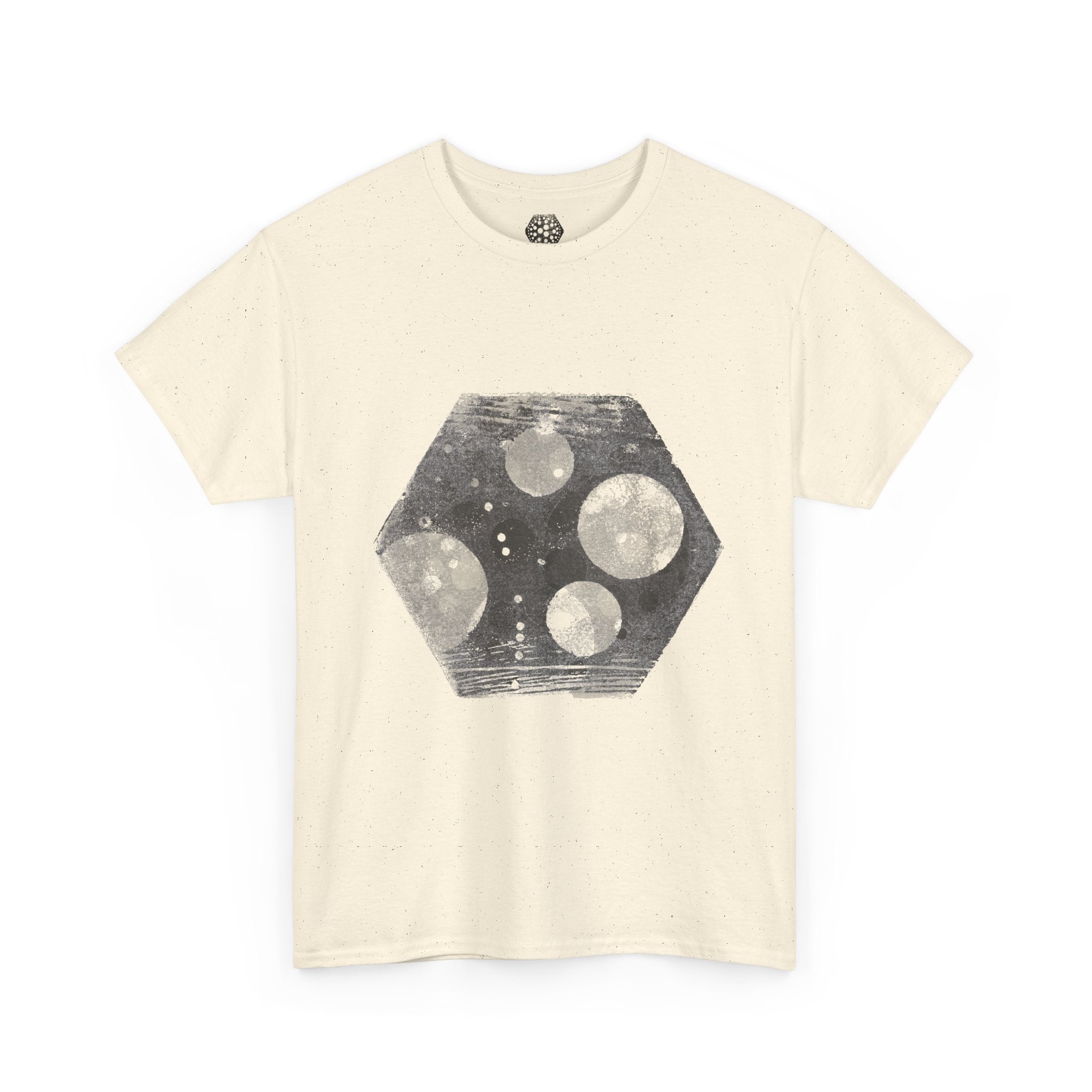 Hexagon Circles Graphic Tee — Digital Manual Print Art