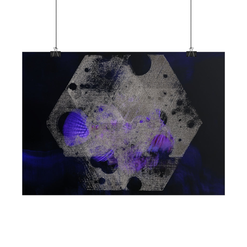Abstract Hexagon Purple Smoke Poster